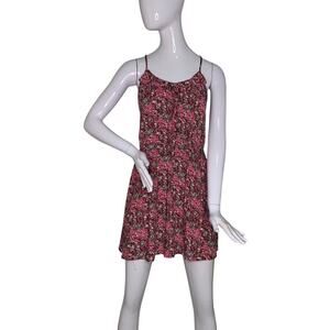 Mossimo Supply Co Mini Summer Dress Floral Print Sleeveless Ruffle Neck Size L